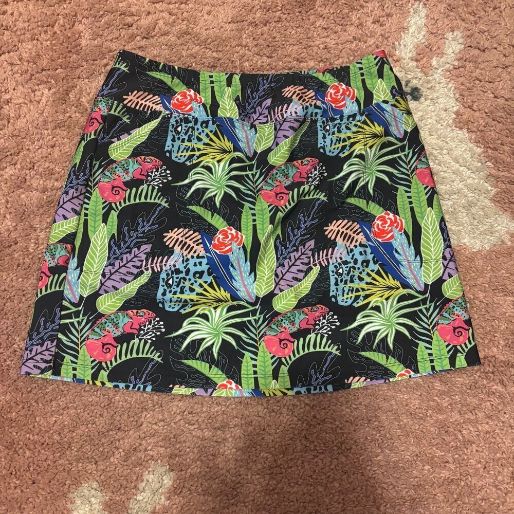 Skinz Tropical Floral Golf Tennis L Womens Skort BEACHY Stretch MADE IN USA - Picture 2 of 8